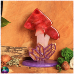 Champignon magique aux cristaux sur socle rose doré violet et blanc 2