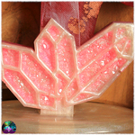 Champignon magique aux cristaux sur socle rose blanc et doré 3