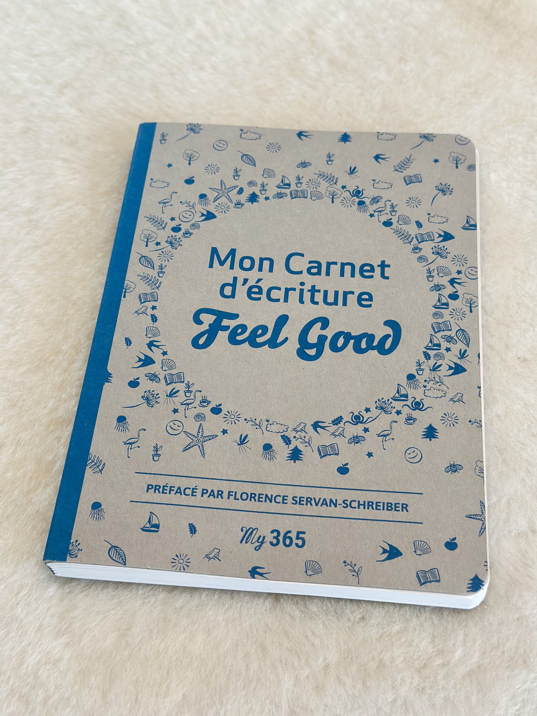 couverture du carnet décriture "Feel good" fourni avec le protège-carnet