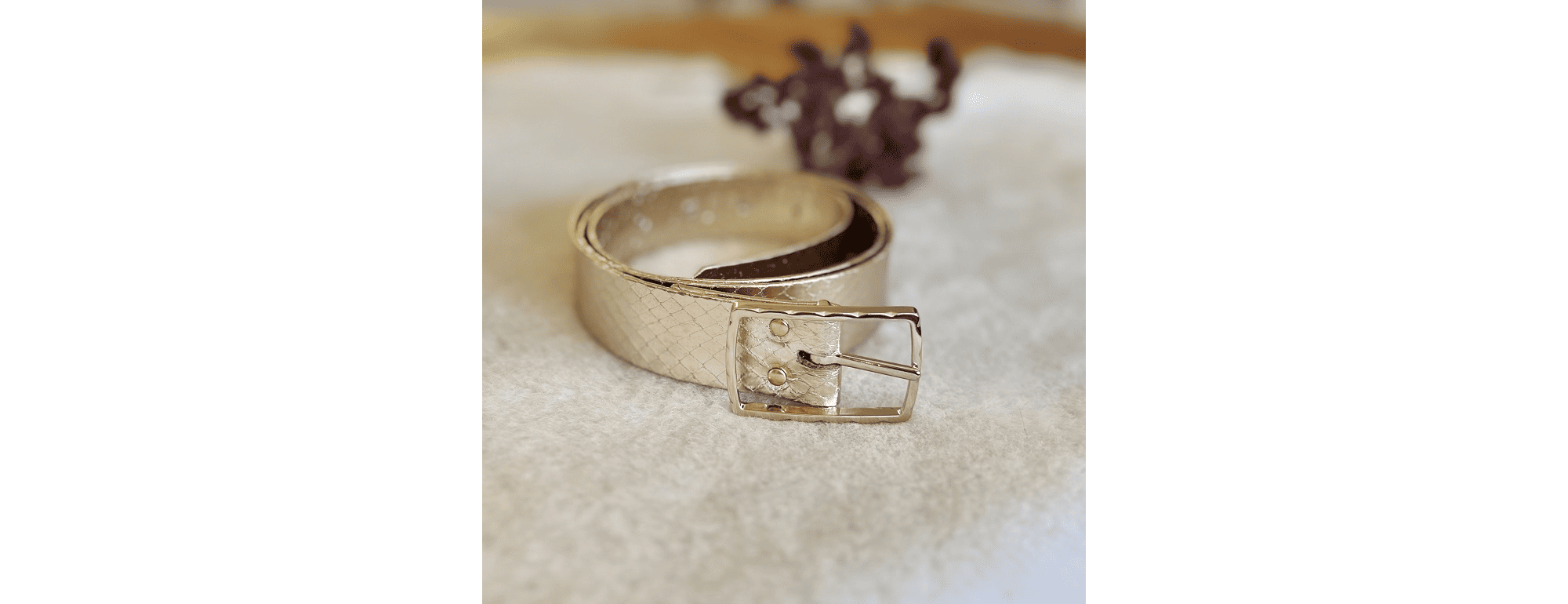 ceinture en cuir de serpent doré femme LABAB