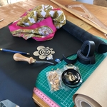 foulard souvenir et fournitures pour créer sac cuir