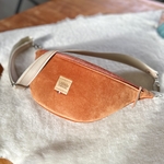 sac banane velours et cuir sur mesure