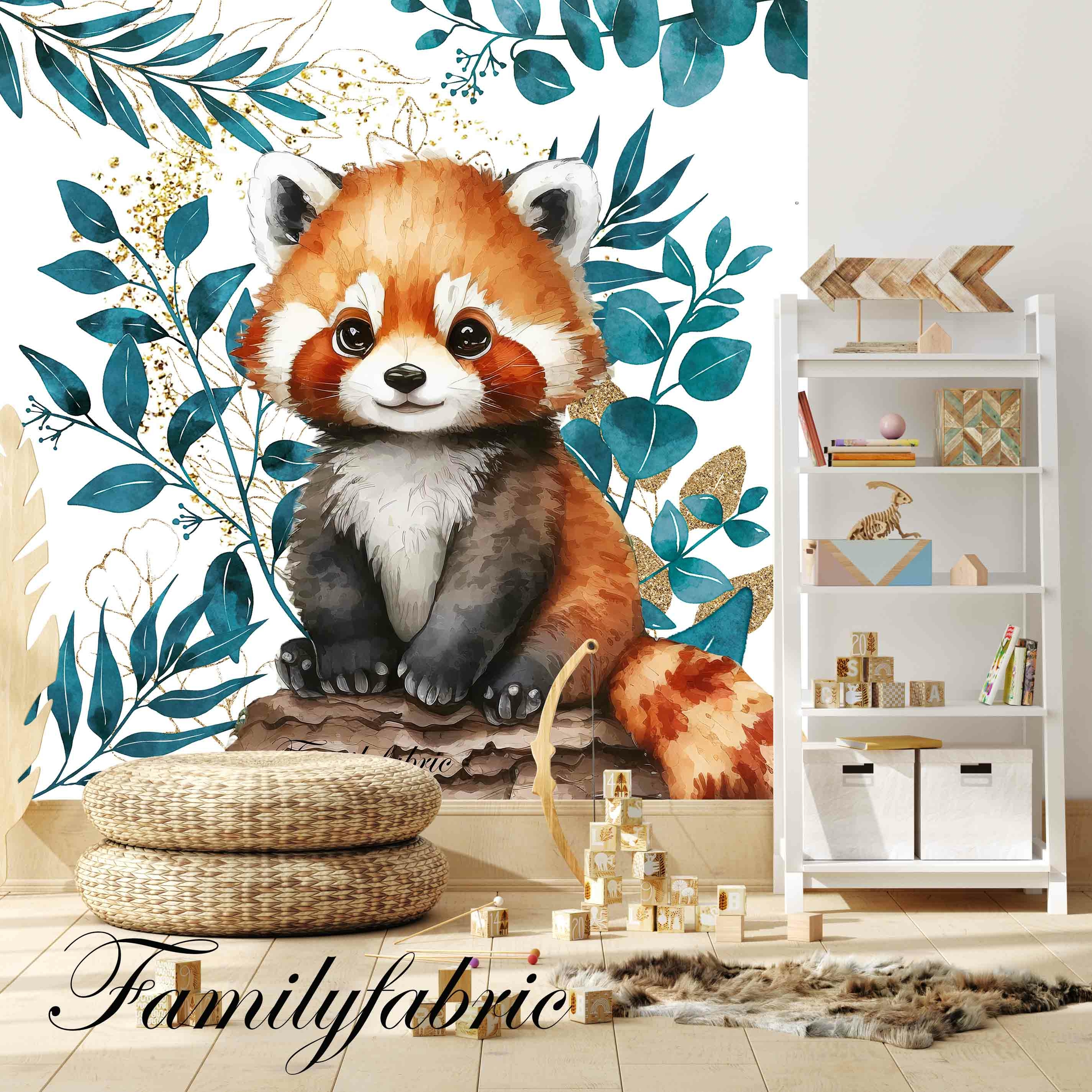 Couverture Carrée Feuillage Bleu Canard Or Panda Roux -  Couvertures/Couvertures Familyfabric Carrées - FamilyFabric