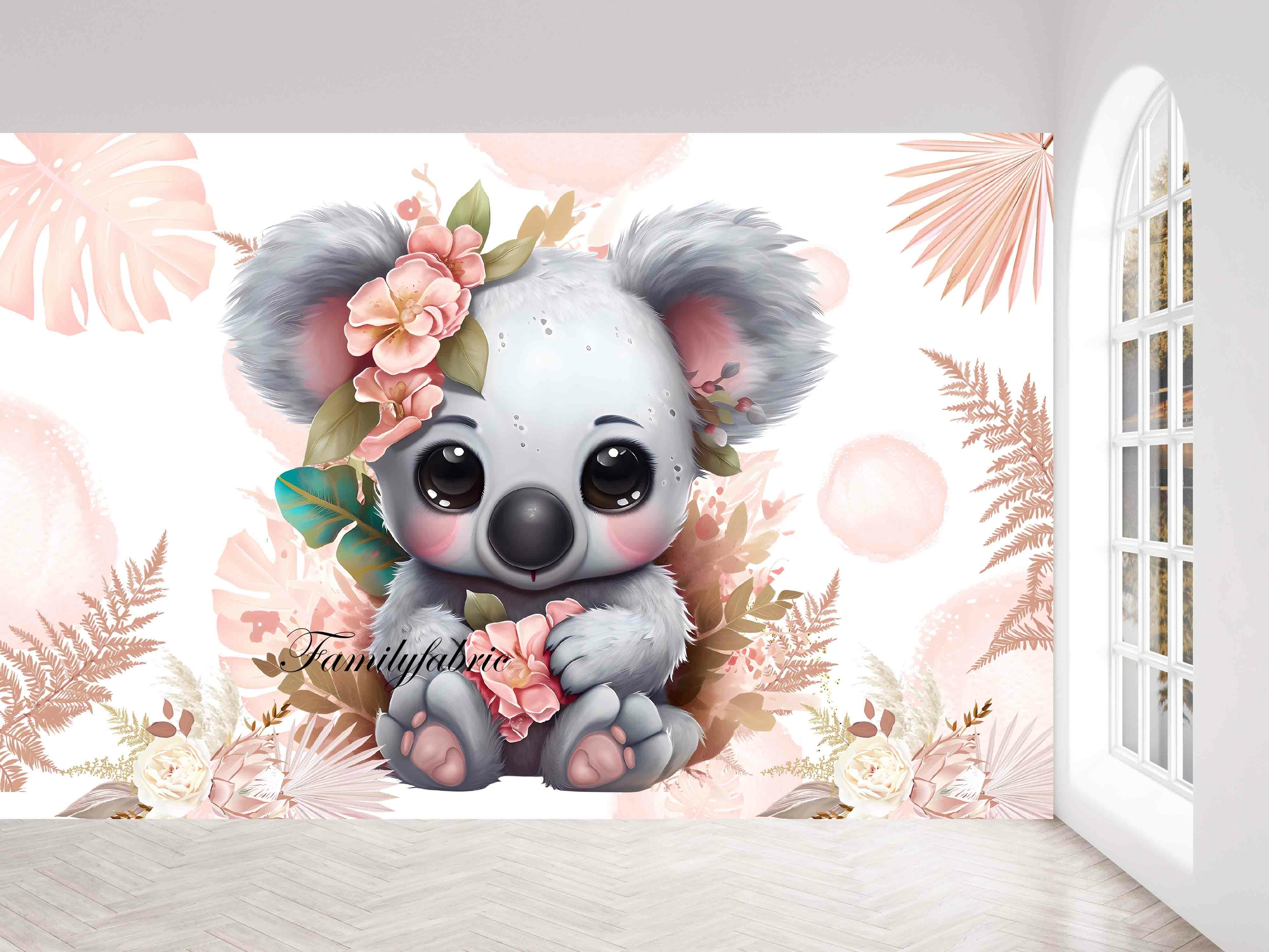 Papier Peint Intissé Rose Pastel Koala - Papier Peint Intissé/Forêt -  FamilyFabric