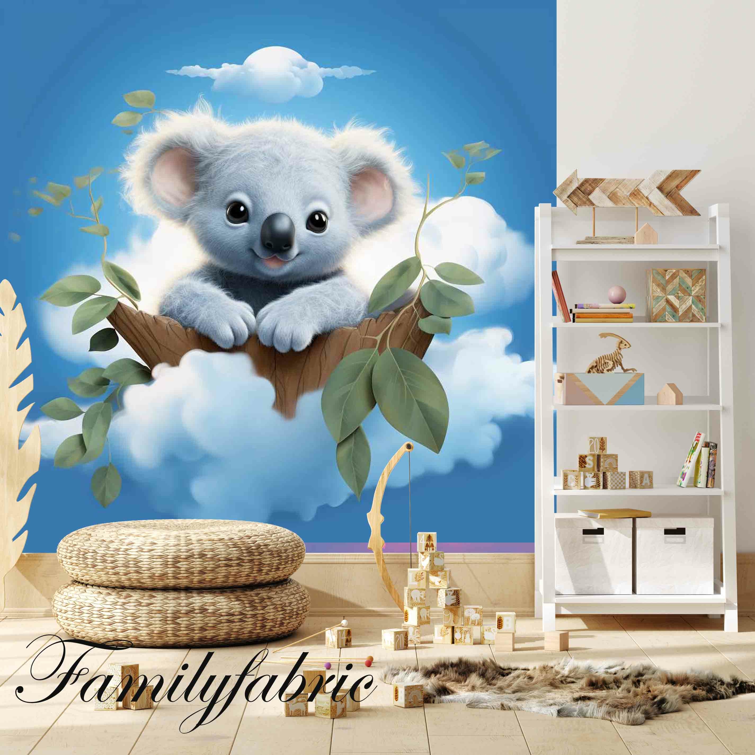 Papier Peint Intissé Art Koala et Nuage Bleu 1 - Papier Peint Intissé/Forêt  - FamilyFabric
