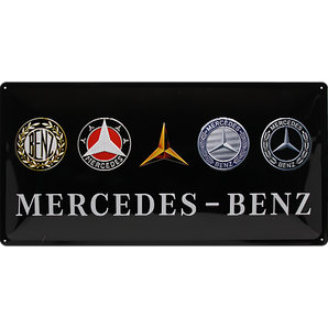 Plaque métal Mercedes logos 25x50