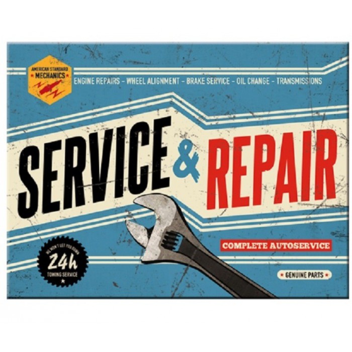 magnet frigo aimant service repair bleu deco metal frigo garage