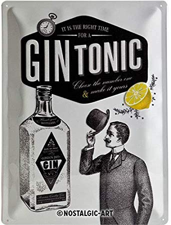 plaque publicitaire métal gin tonic bar déco vintage