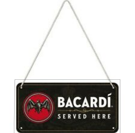 plaque bacardi métal 20 x 10 à suspendre