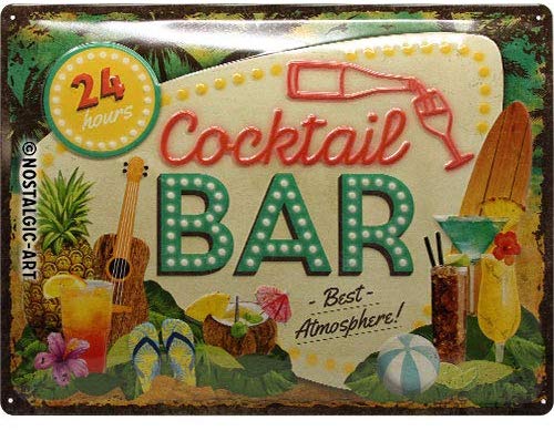 Plaque métal Cocktail Bar 40 x 30
