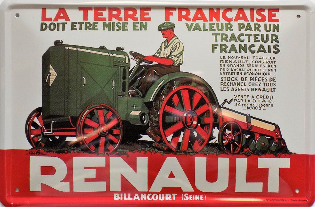 Plaque métal Tracteur Renault