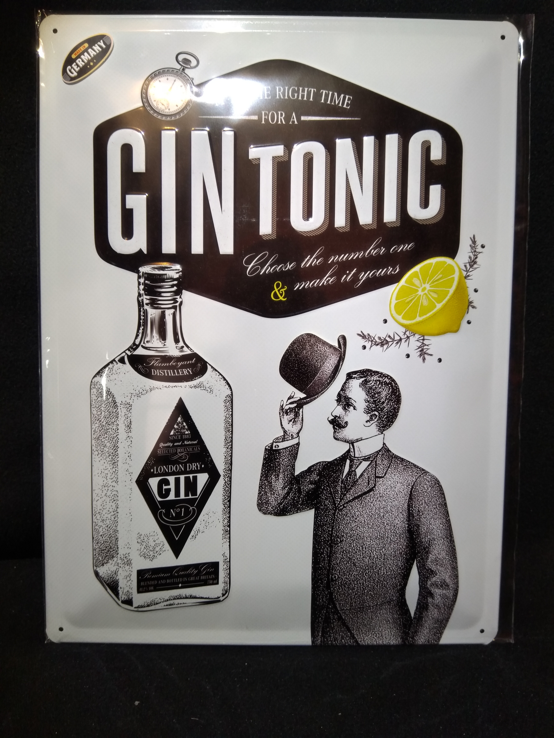 plaque métal gin tonic