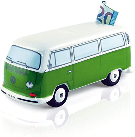 vw combi tirelire vert