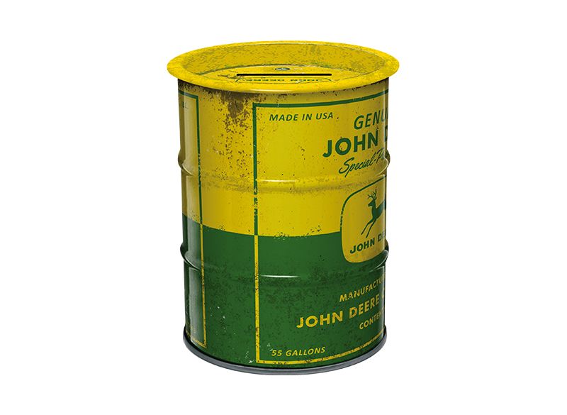 baril huile tirelire john deere