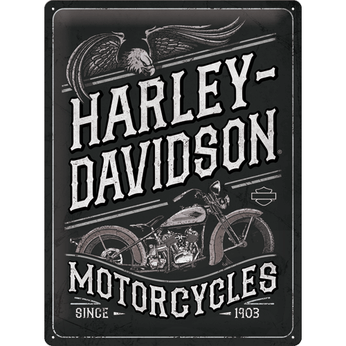 HARLEY-DAVIDSON PIN-UP A MOTO PLAQUE EN METAL EMAILLEE NEUVE 30 X 40 cm 