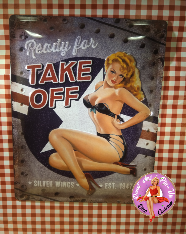 Plaque Métal Pin Up Take Off 40 X 30 Plaquespin Up Rte 66 Donut And Pin Up 
