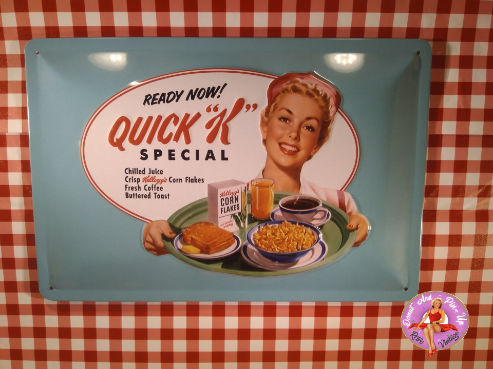 plaque métal kelloggs quick menu rétro