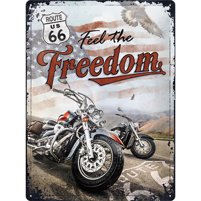Plaque métal Route 66 freedom