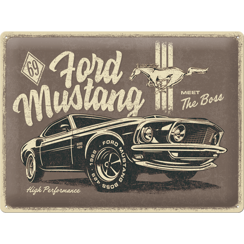 Plaque métal Ford Mustang Boss 40x30