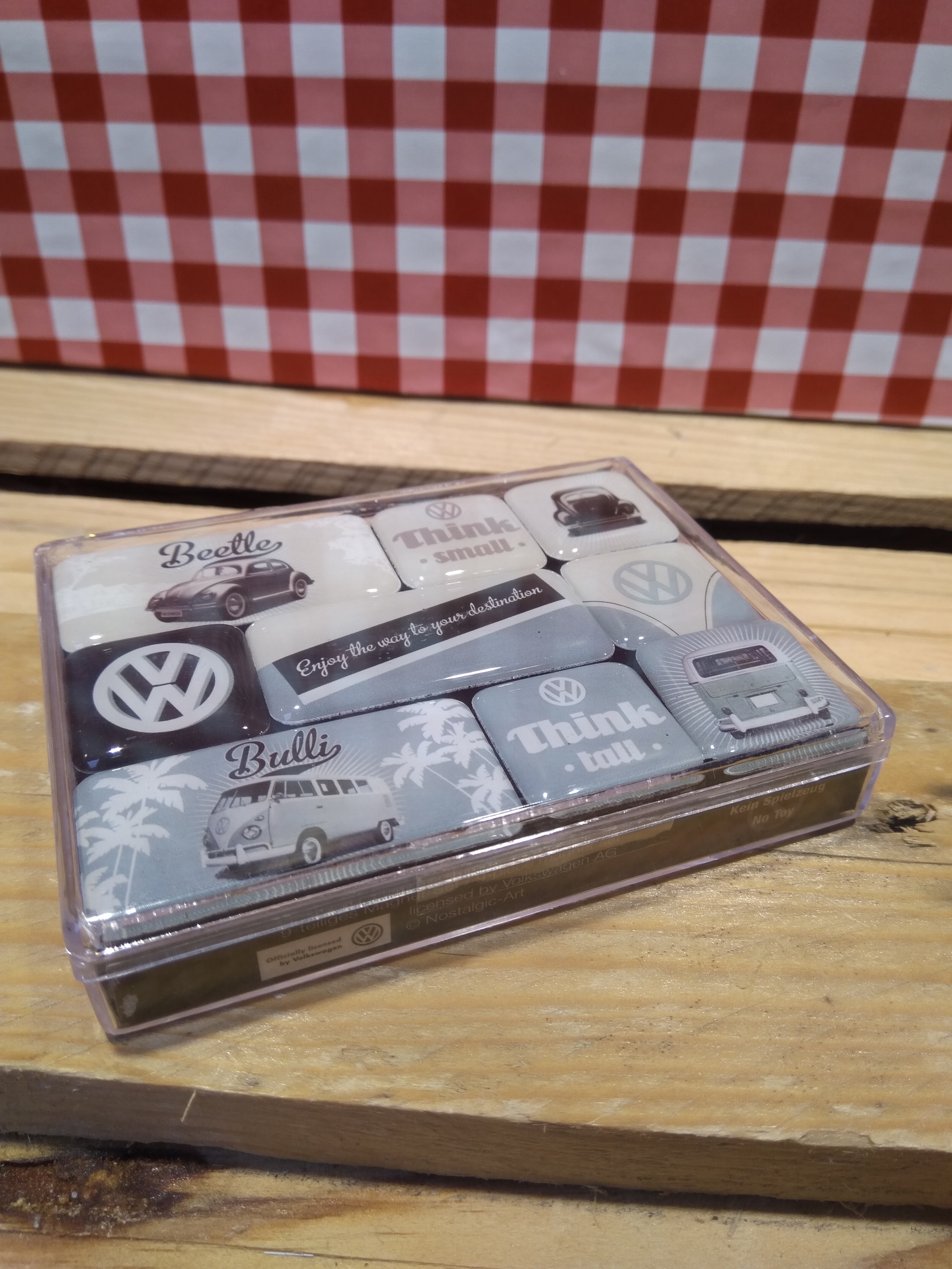 coffret magnets émaillés volkswagen combi beetle