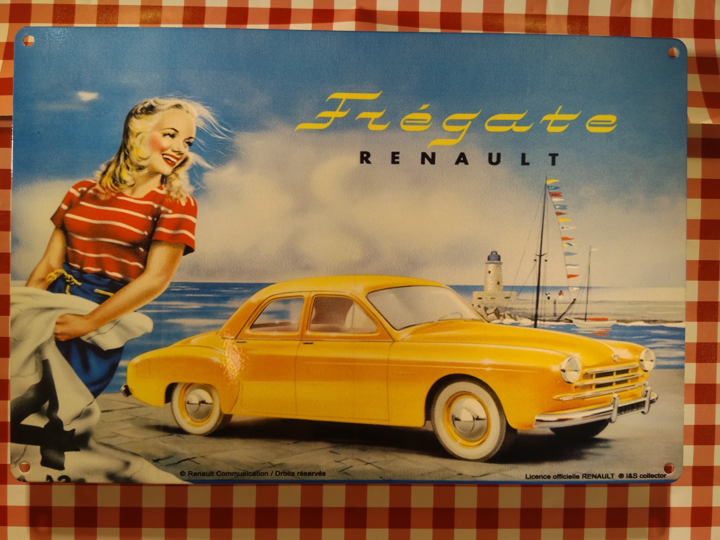 plaque métal pin-up renault fregate vintage rétro