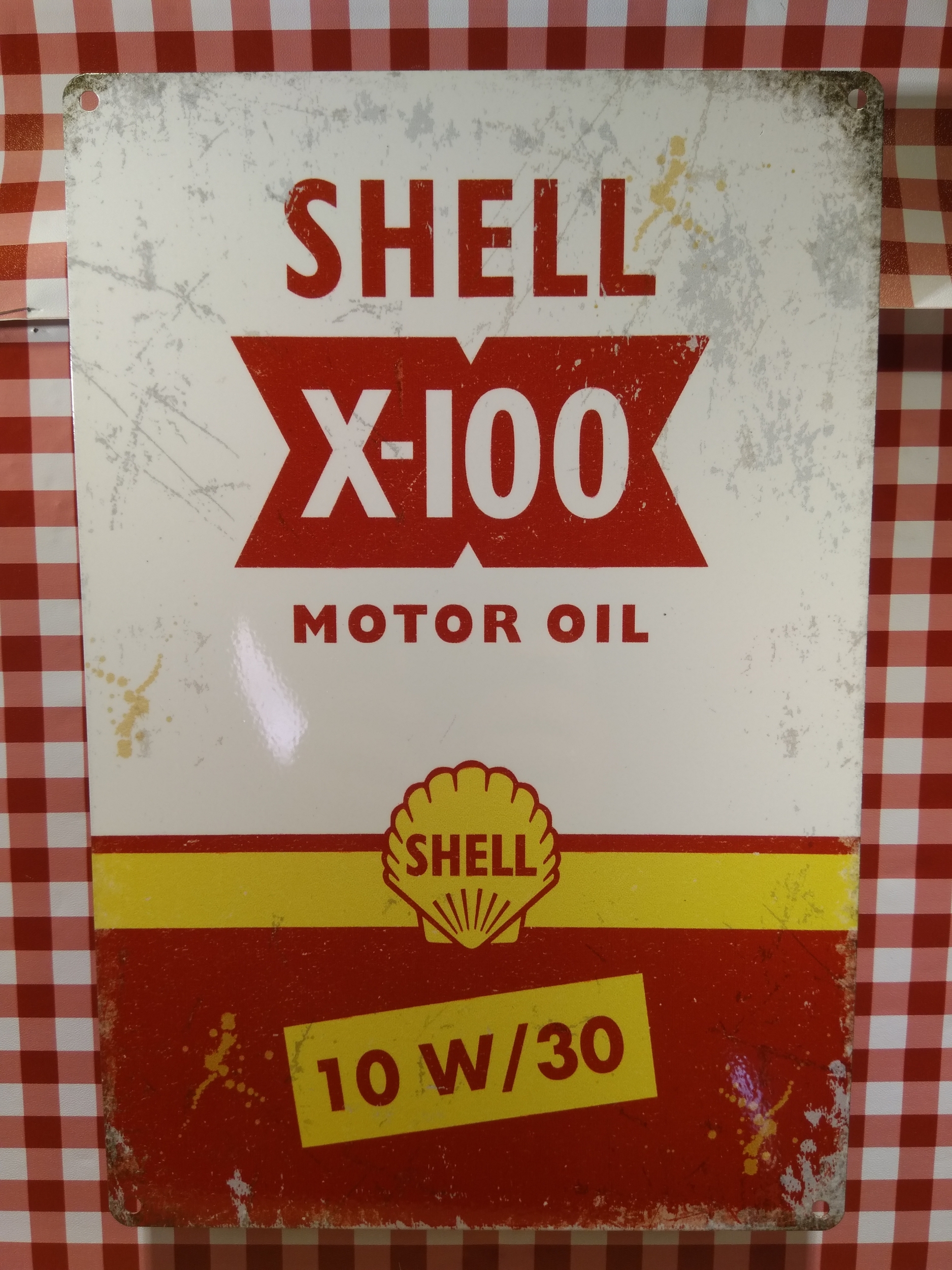 plaque métal publicitaire vintage shell motor oil