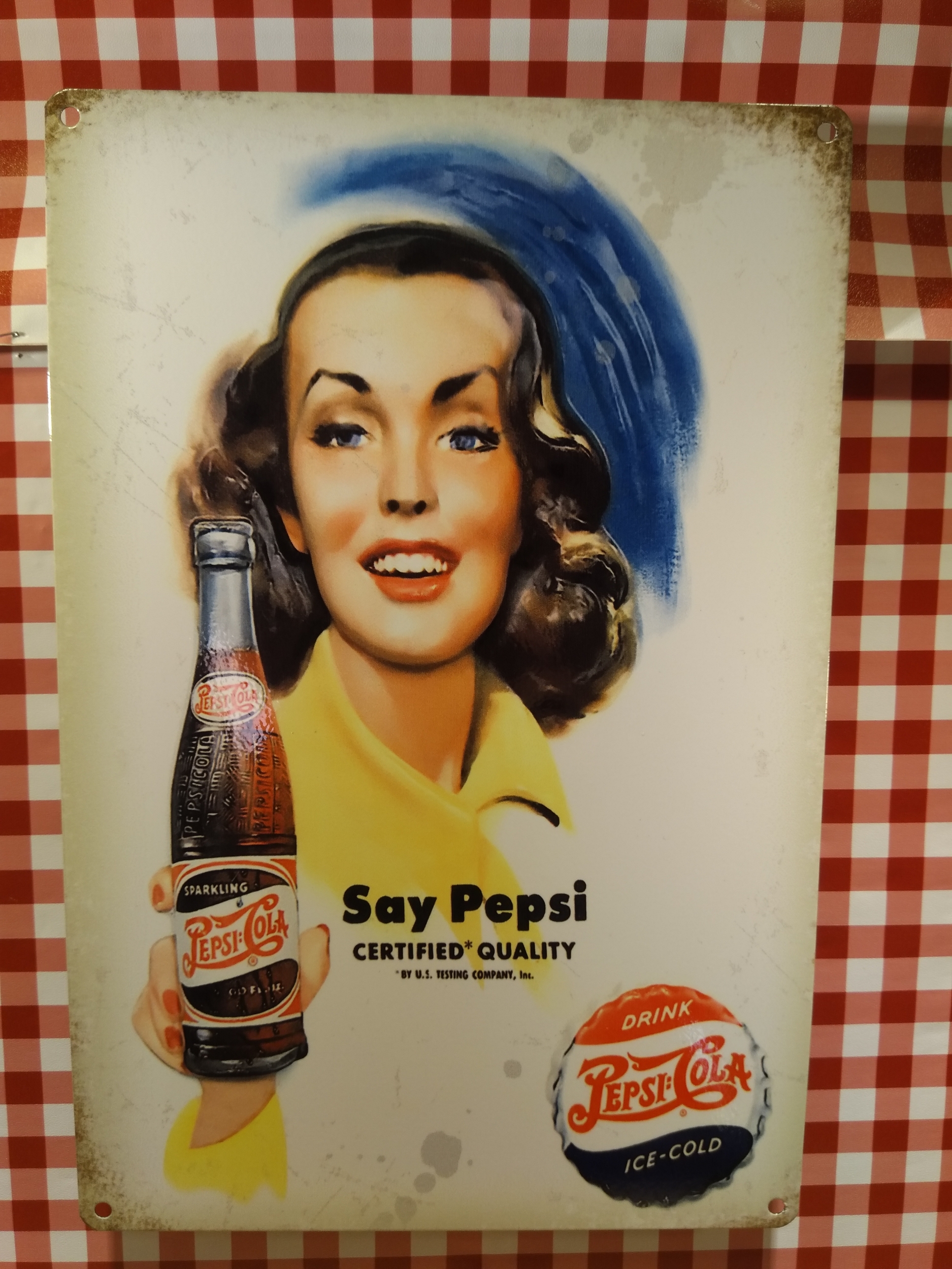 plaque métal publicitaire vintage rétro coca-cola