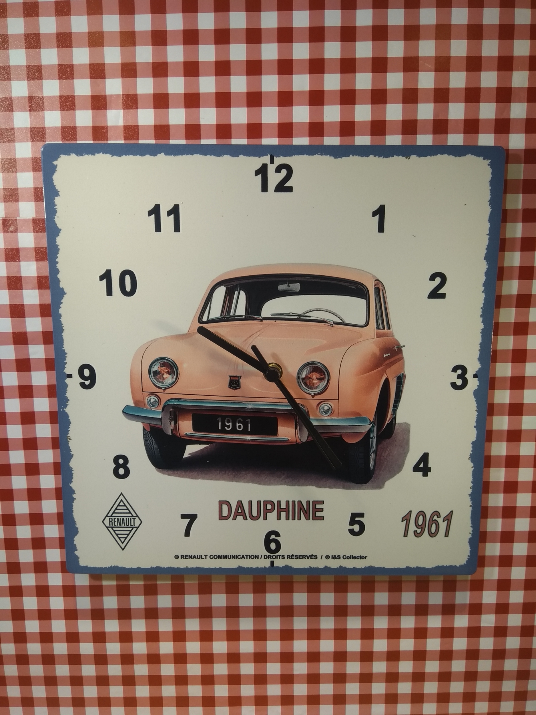 horloge métal murale publicitaire déco renault dauphine