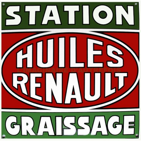 Plaque émaillée huiles Renault