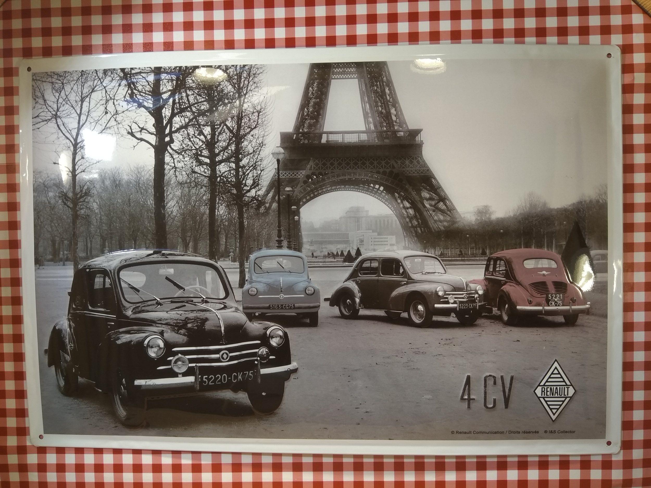 plaque métal publicitaire renault 4L tour eiffel vintage
