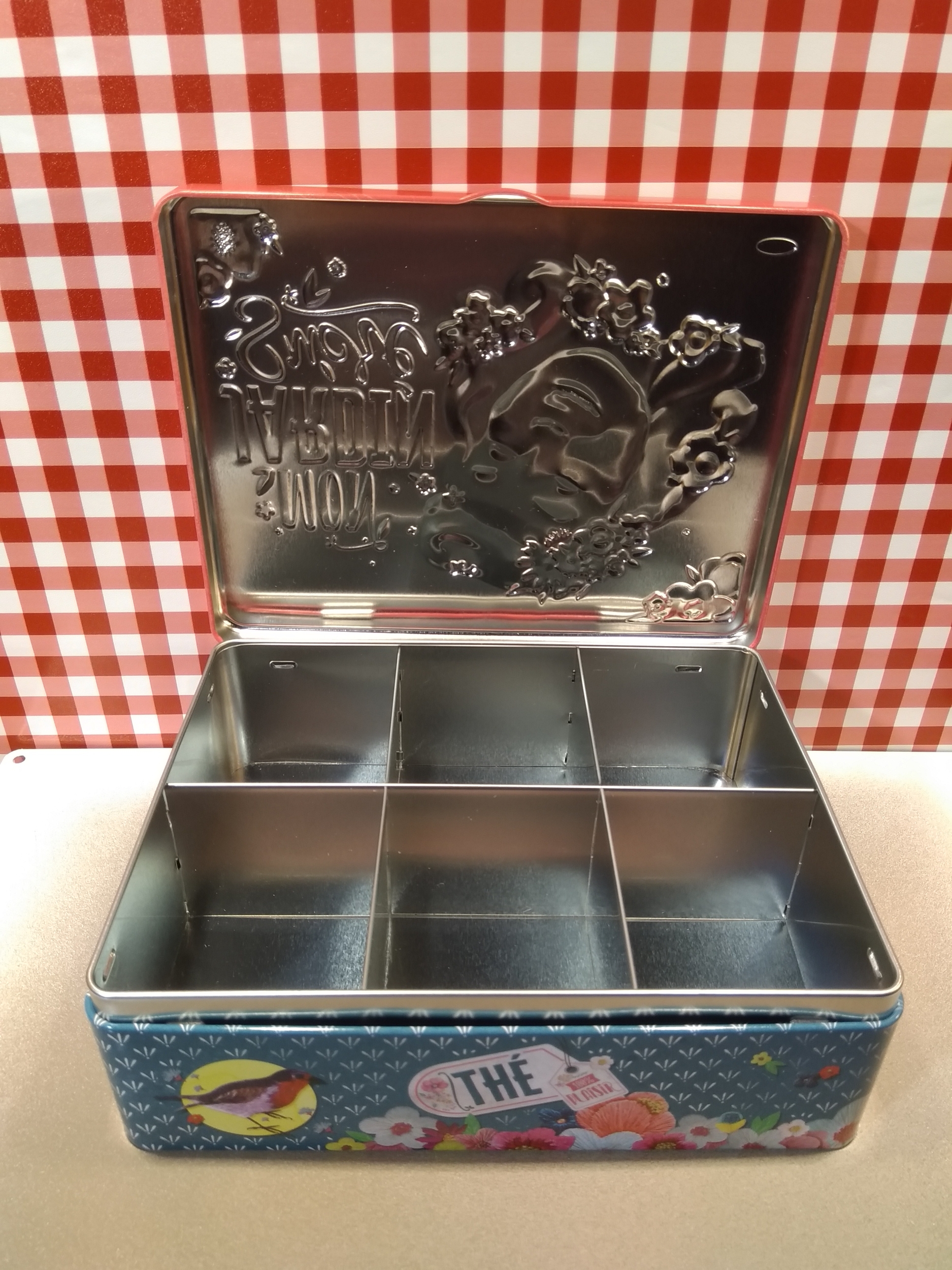 boite métal alimentaire compartiment dosettes thé rétro vintage