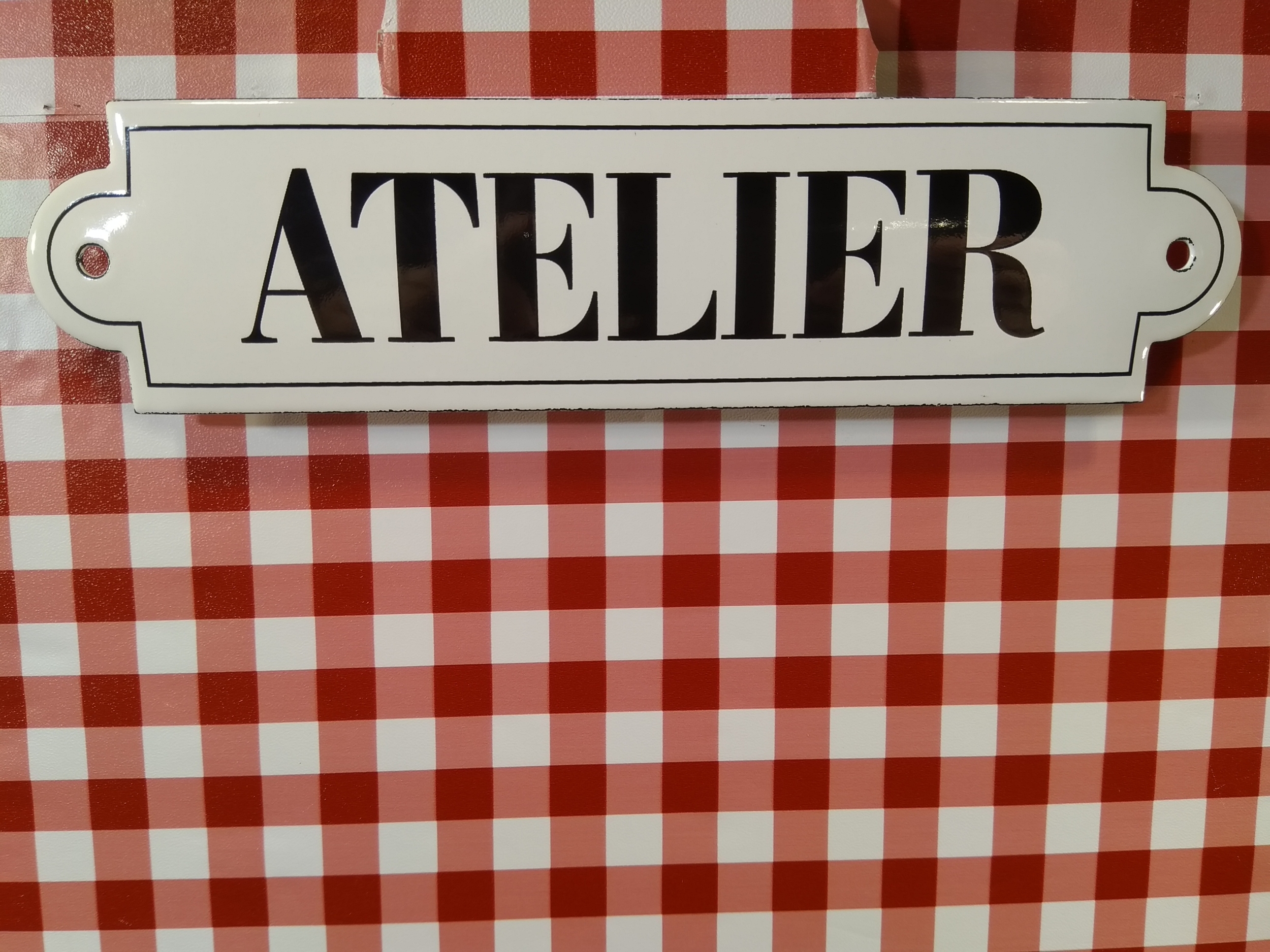 plaque émaillée atelier déco porte rétro vintage