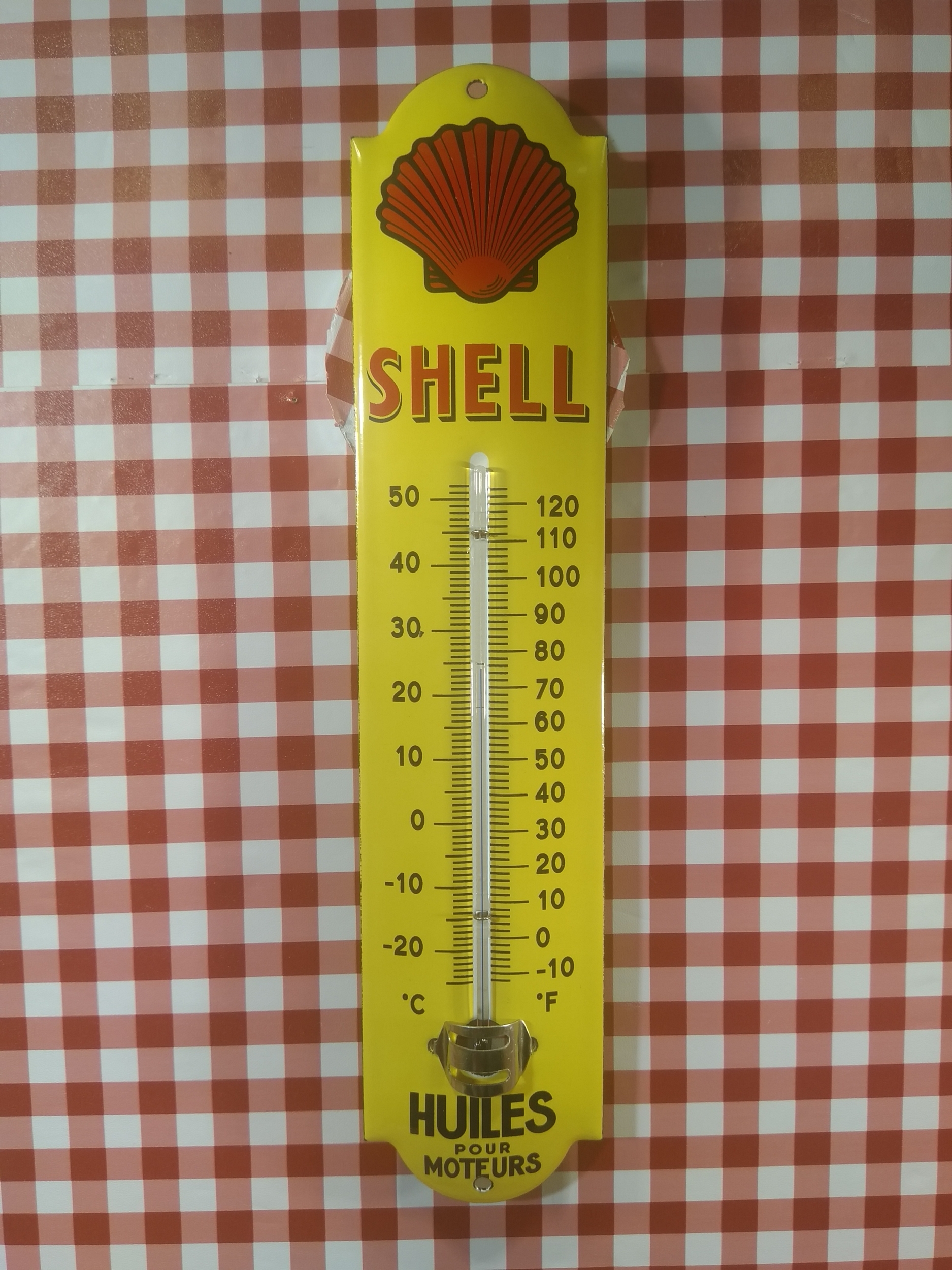 thermomètre émaillé publicitaire déco huiles shell