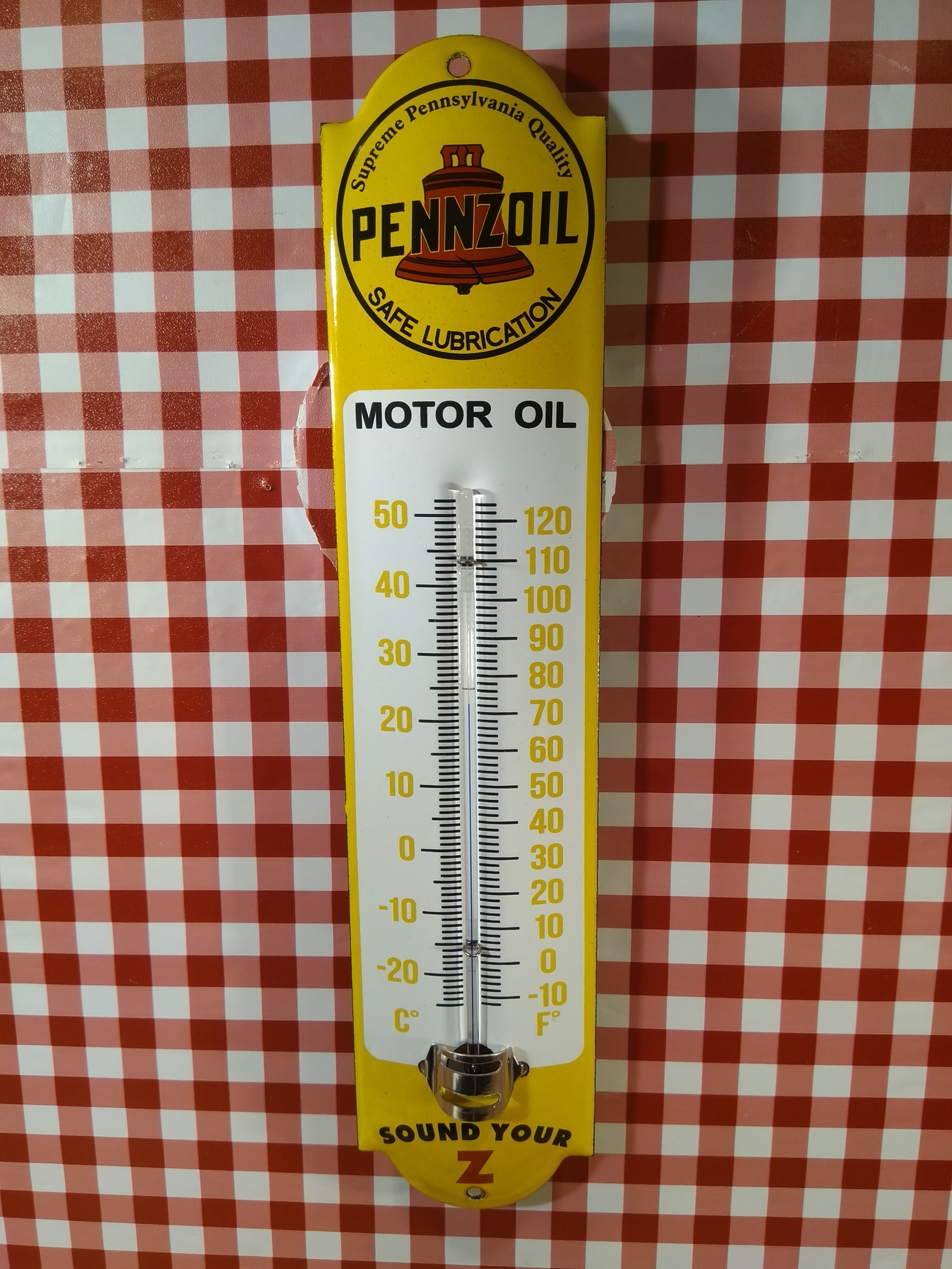 thermomètre pennzoil émaillé