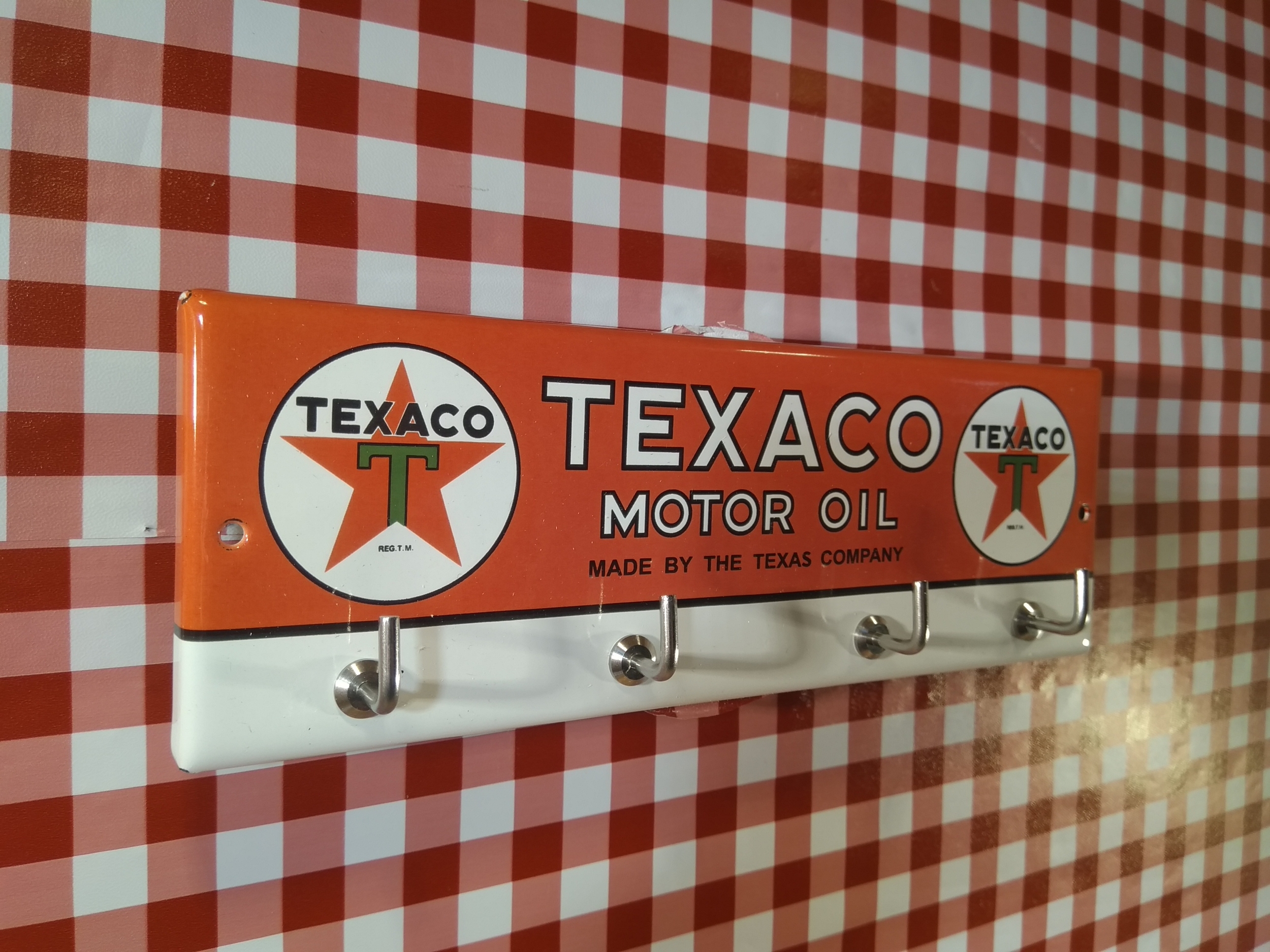 accroche torchon émaillé déco texaco rétro vintage