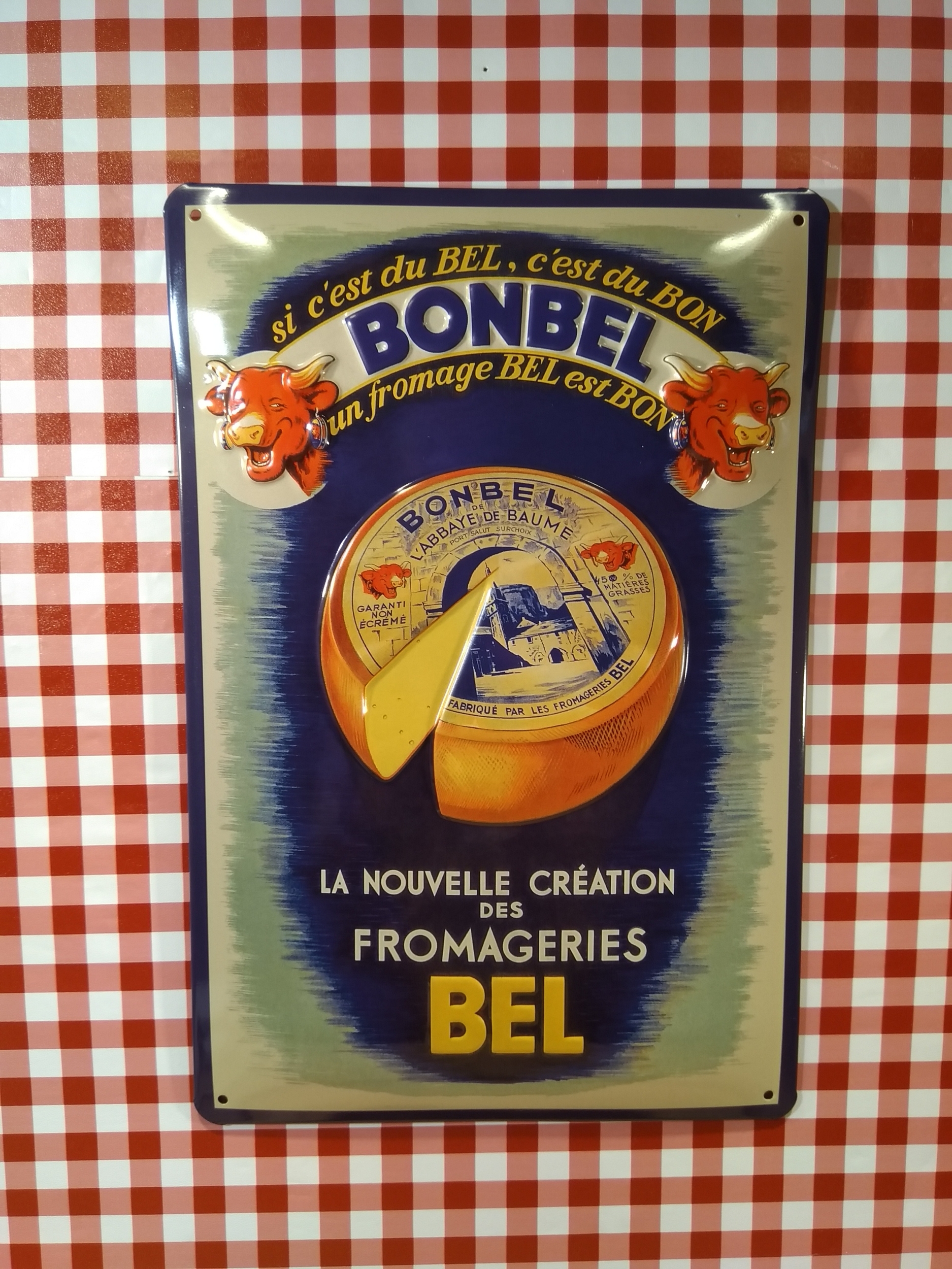 plaque métal publicitaire bonbel la vache qui rit