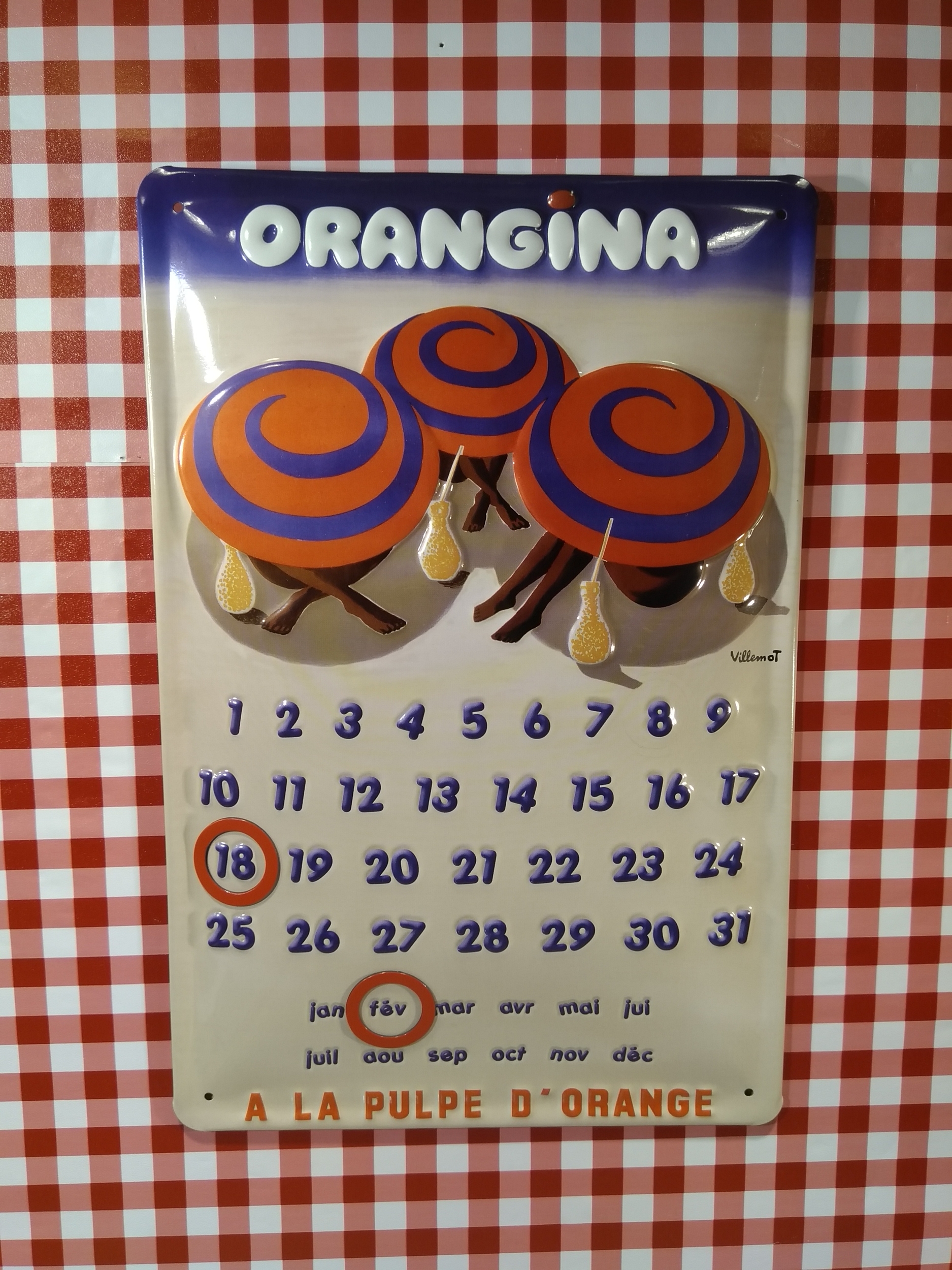 calendrier perpétuel orangina rétro vintage