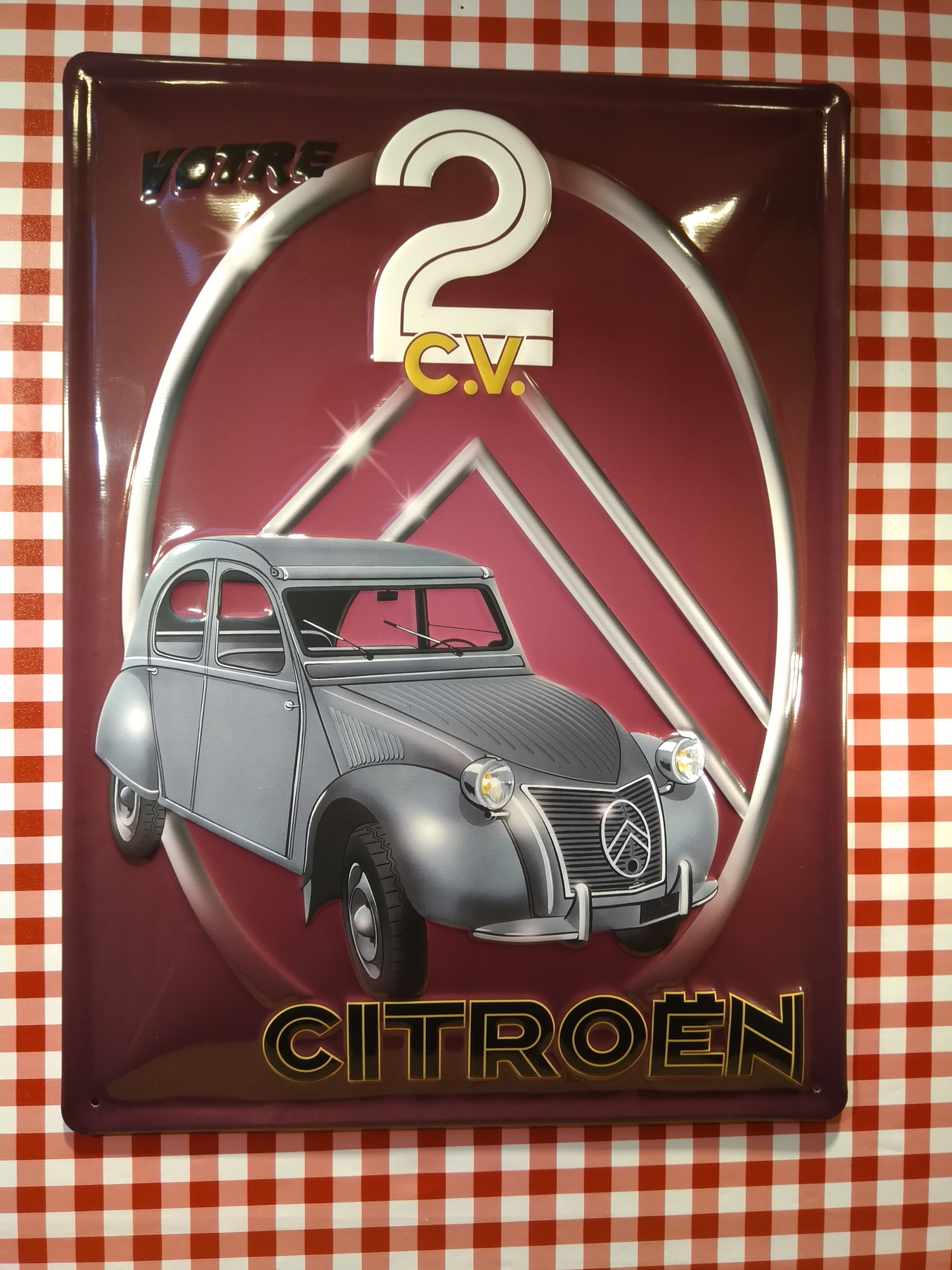 plaque métal publicitaire citroen 2cv