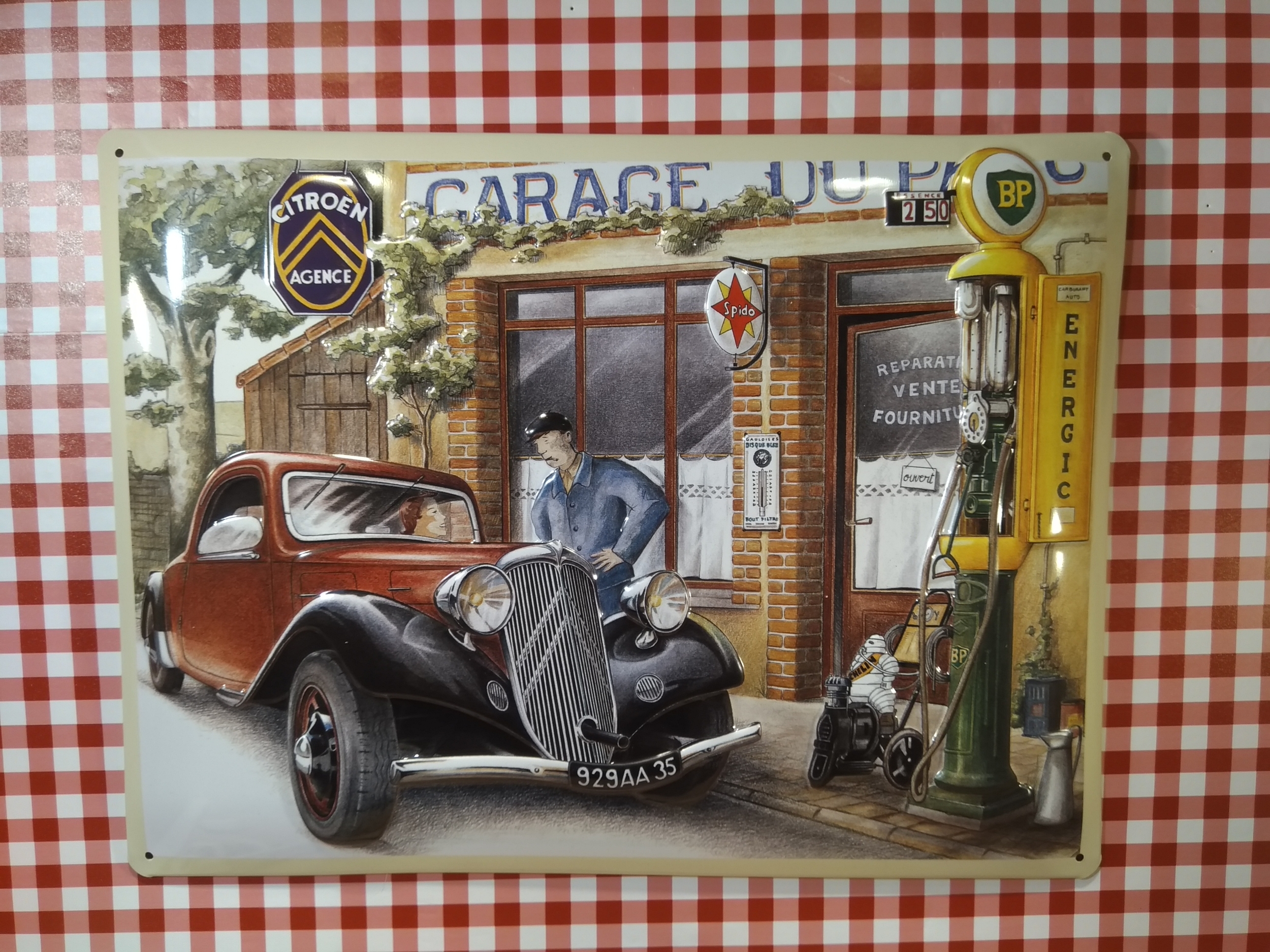 plaque métal publicitaire citroen traction coupé