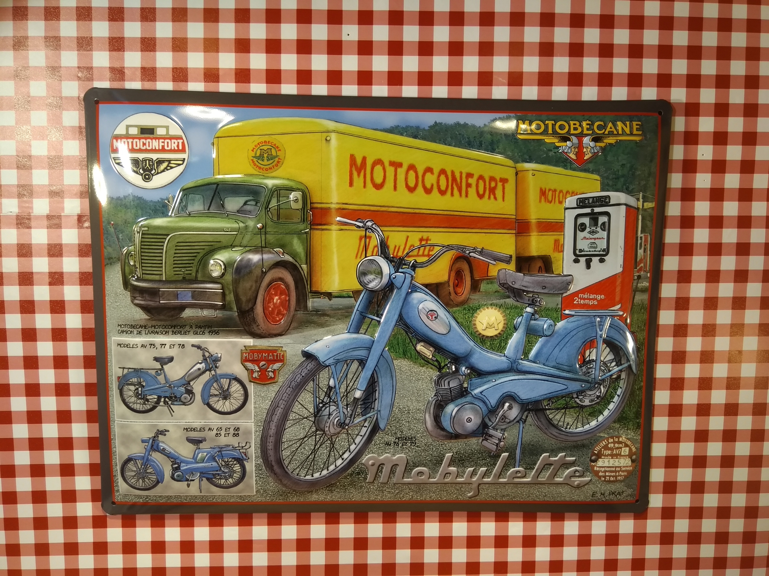 plaque métal publicitaire motoconfort