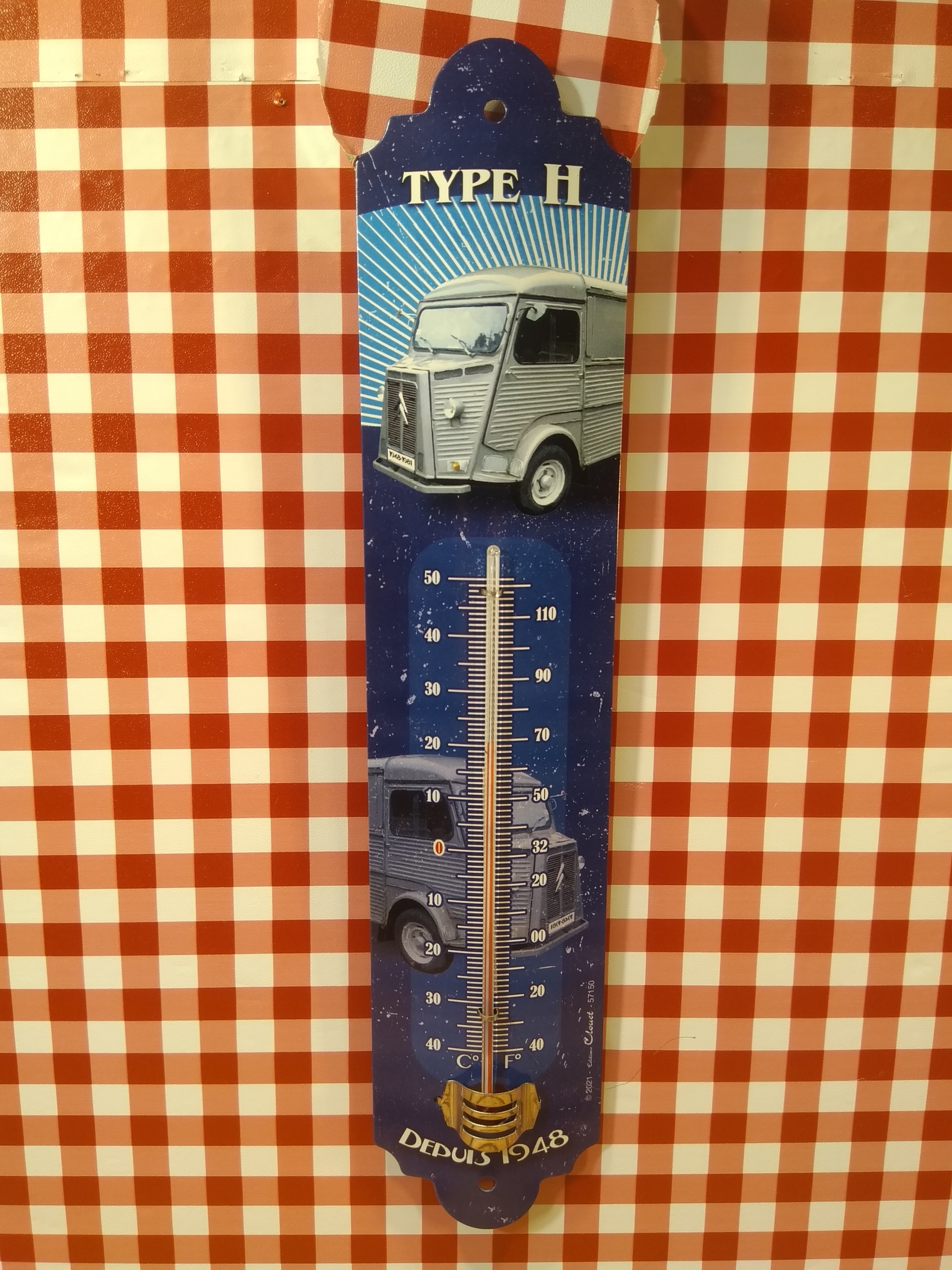 thermomètre métal citroen type h rétro vintage