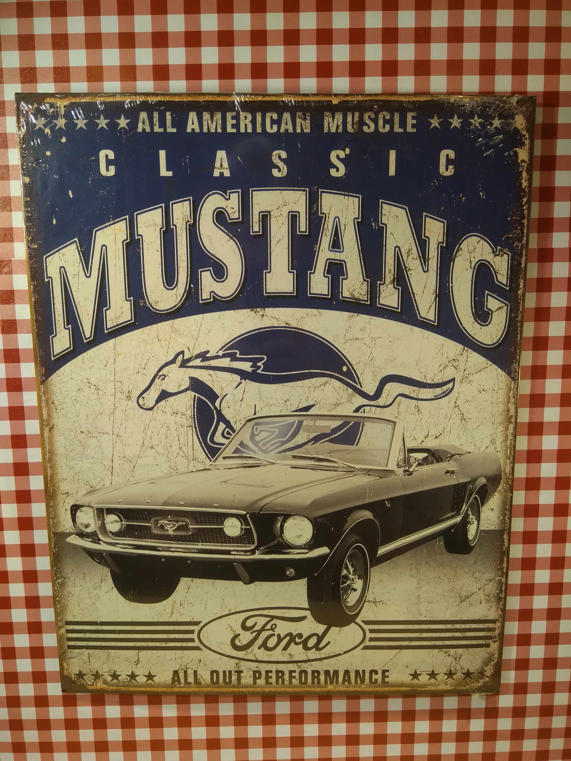 plaque métal publicitaire ford mustang rétro vintage