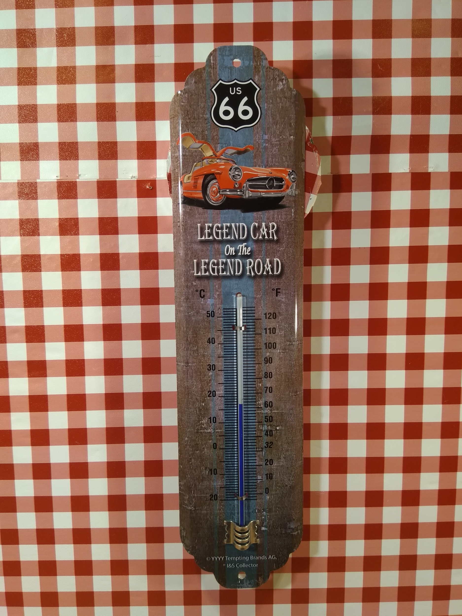 thermomètre métal déco mercedes 300 sl route 66 rétro vintage