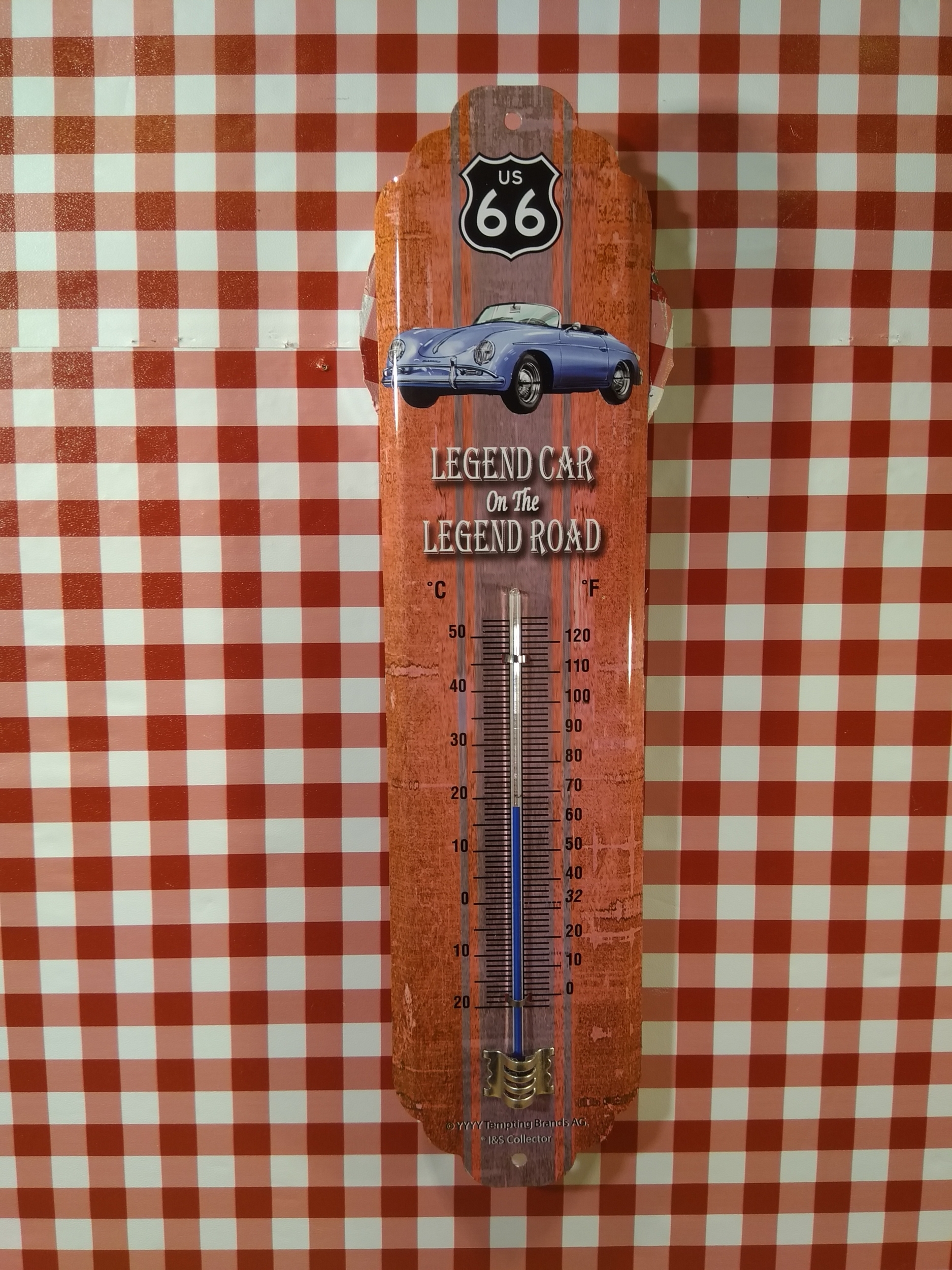 thermomètre métal porsche route 66