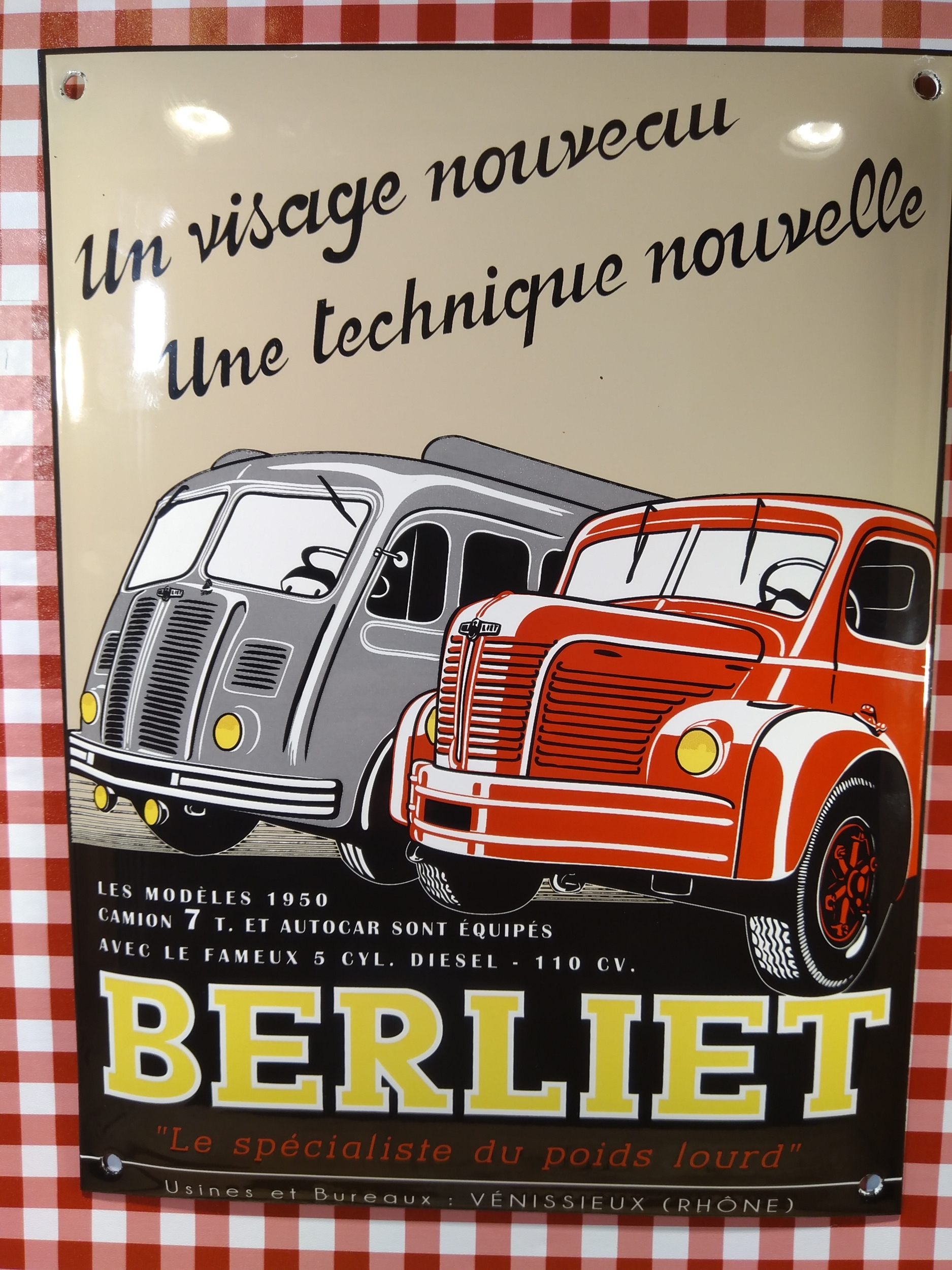 plaque émaillée camion berliet