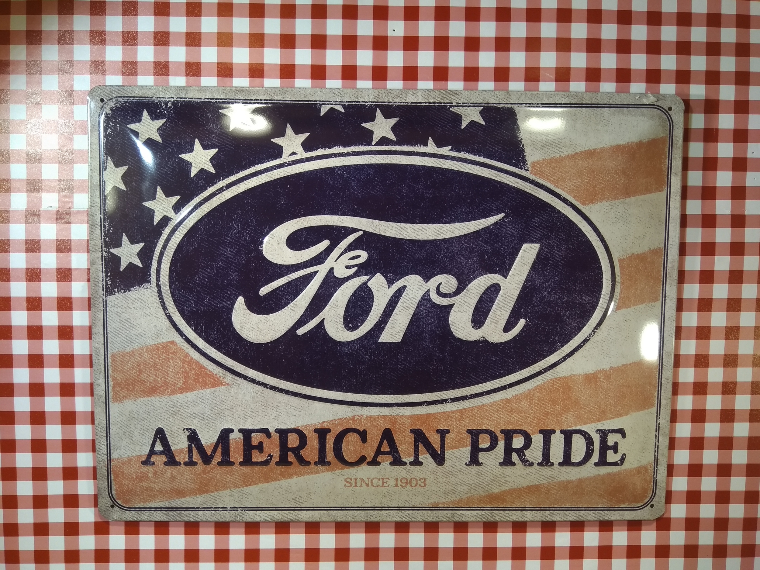 plaque métal drapeau ford