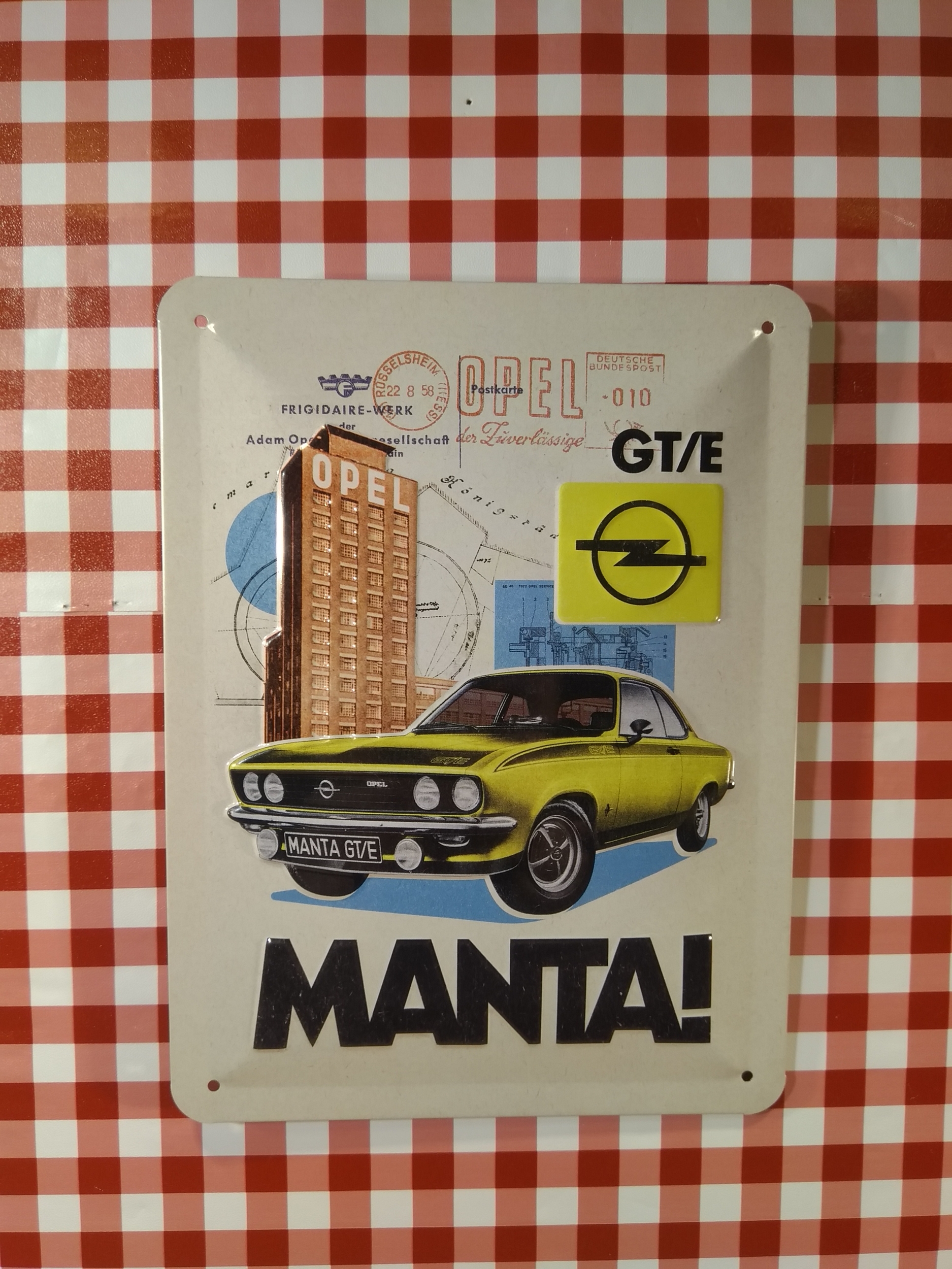plaque métal opel manta gt rétro vintage