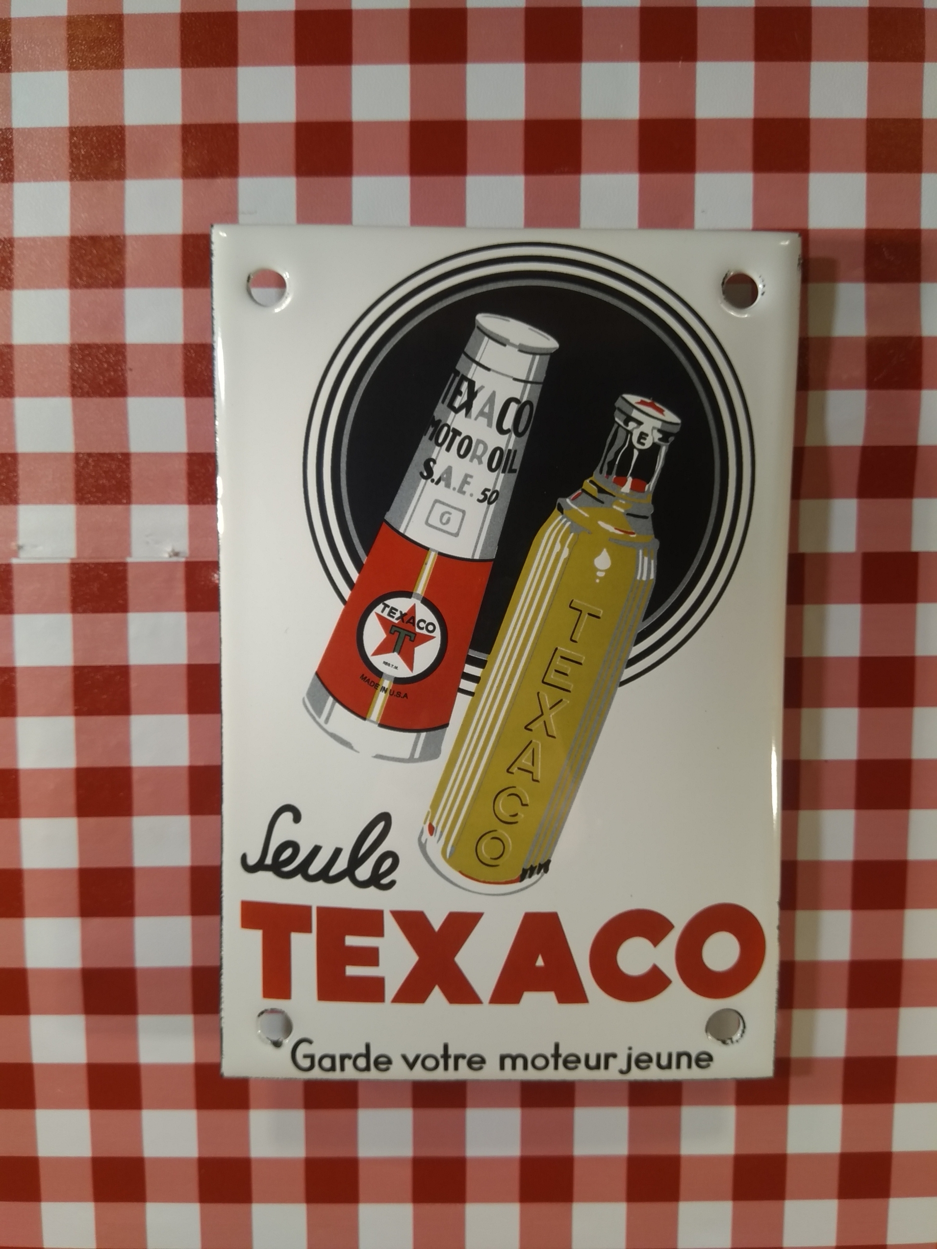 plaque émaillée publicitaire texaco