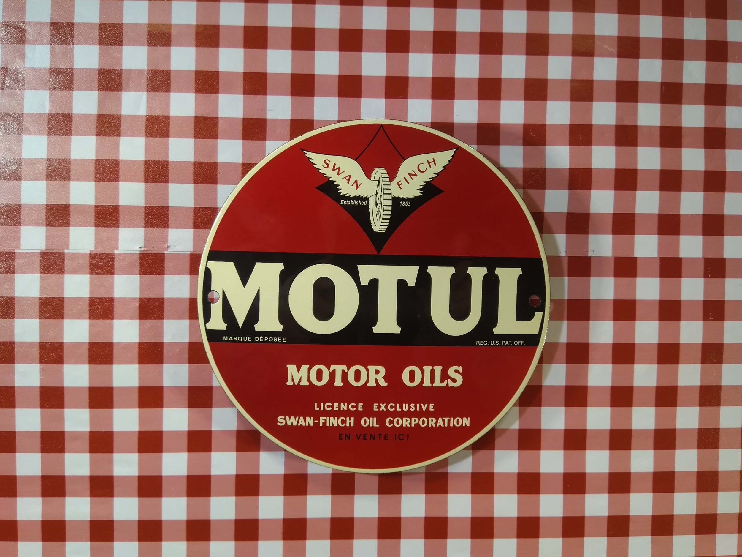 plaque émaillée publicitaire huiles motul