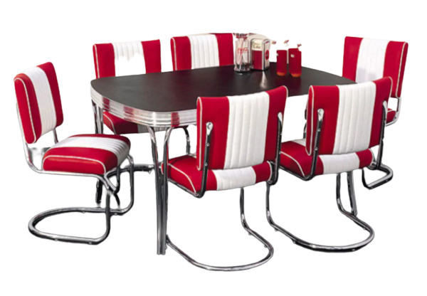 Ensemble table rétro et 6 chaises